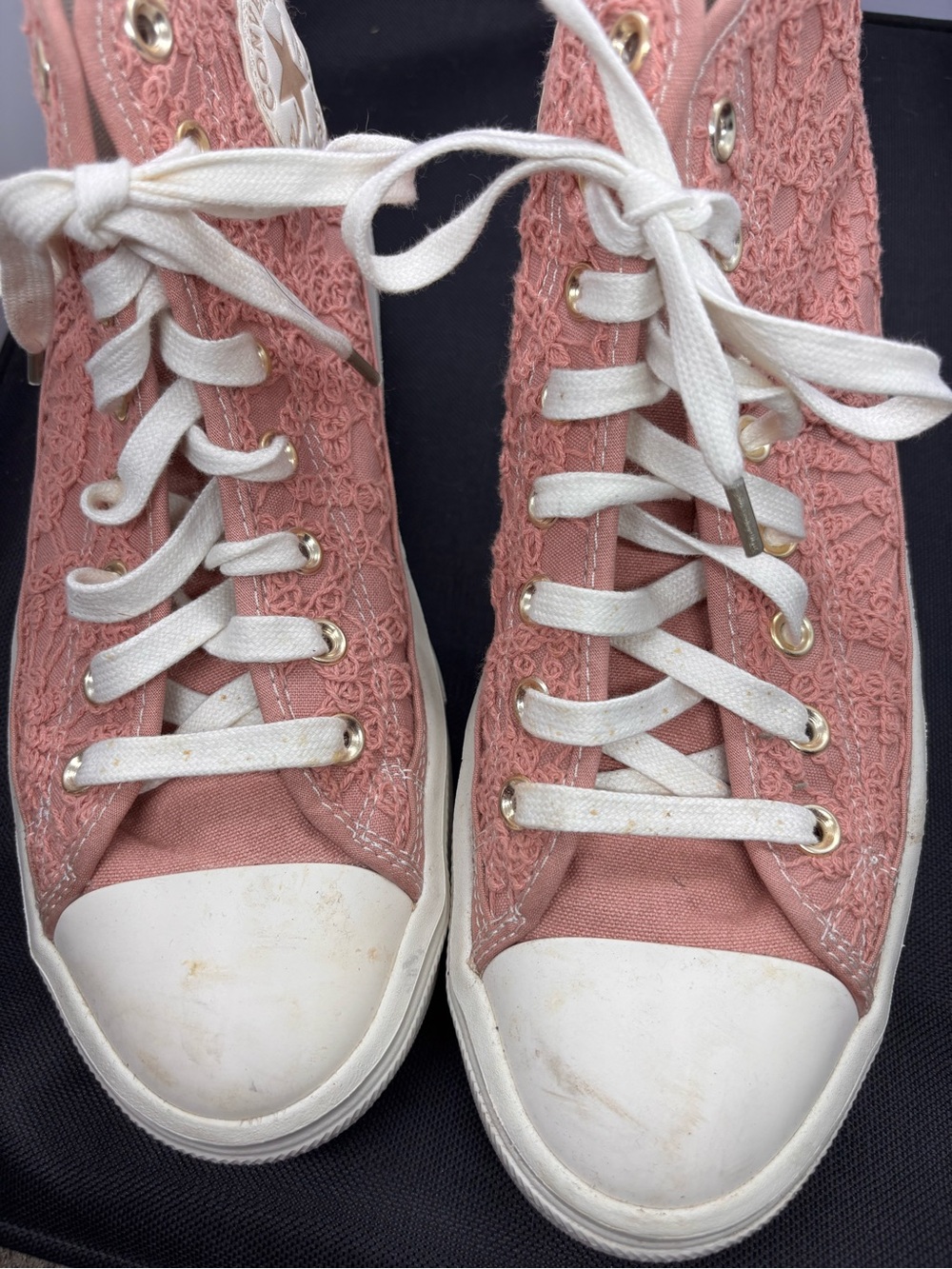 Converse Women's Pink Lace High-Top Sneakers - Picture 2 of 5